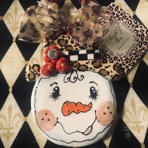 Whimsical handmade ClayArt Snowman Ornament!